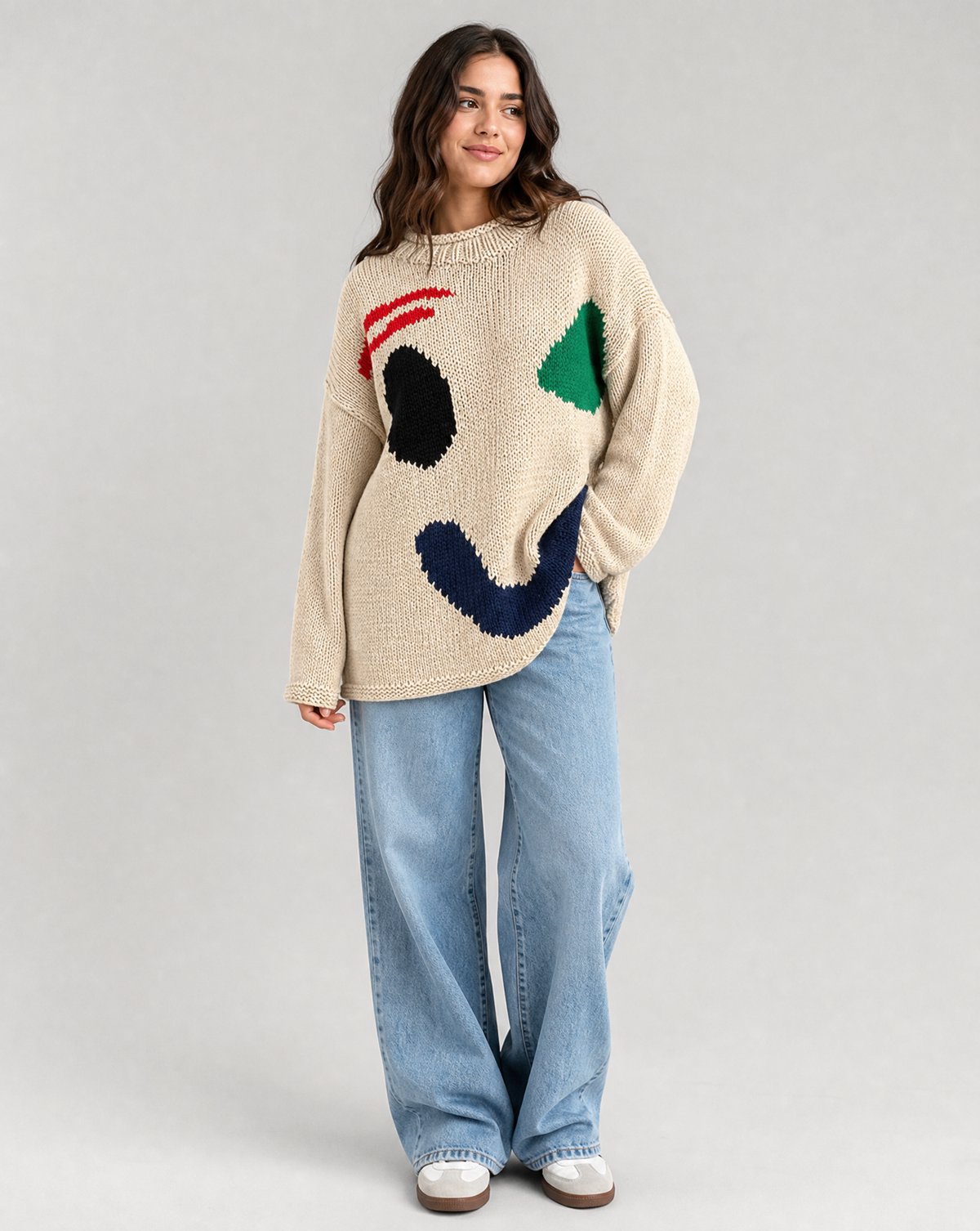 Arianna | Oversized cardigan med smiley-design