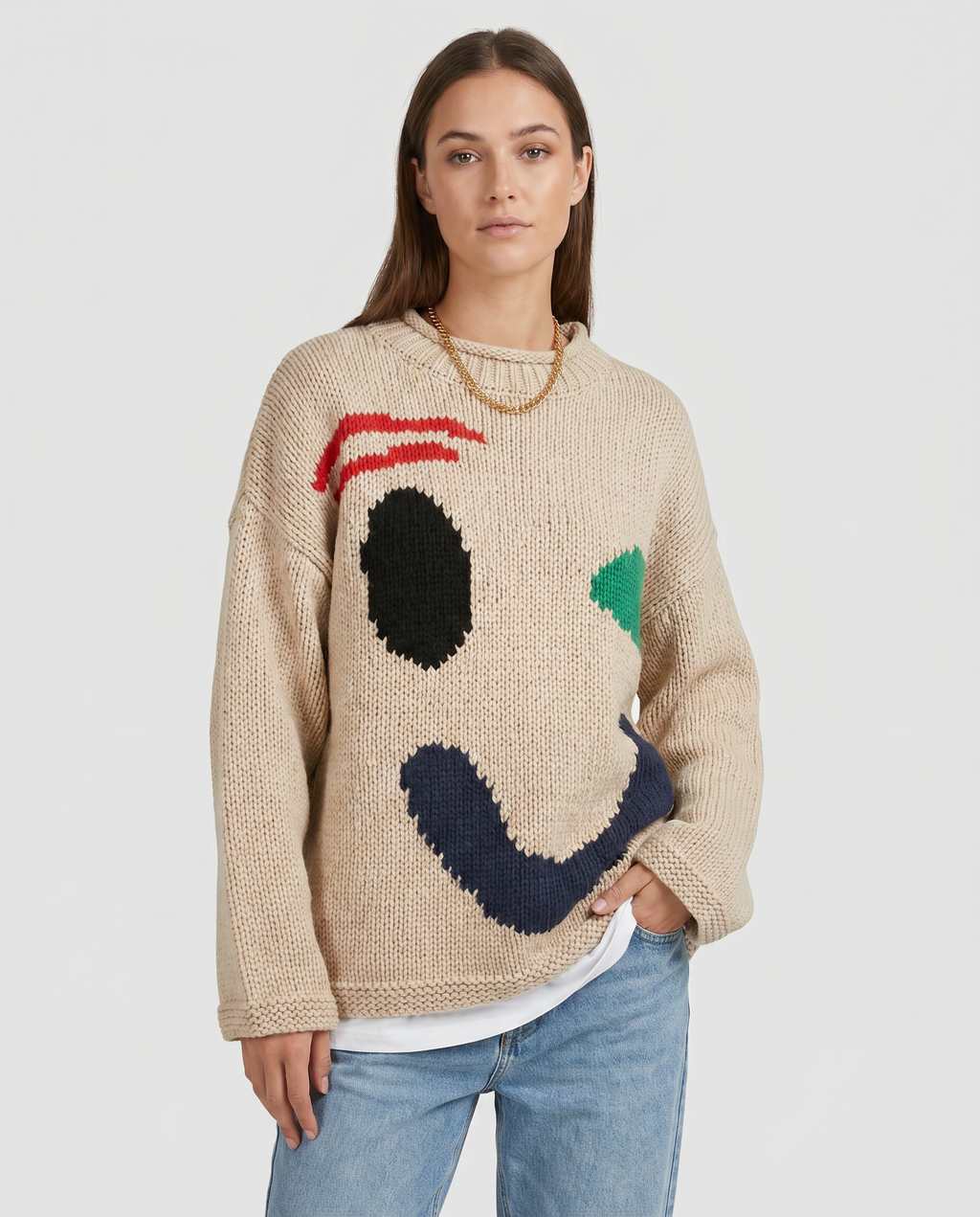 Arianna | Oversized cardigan med smiley-design