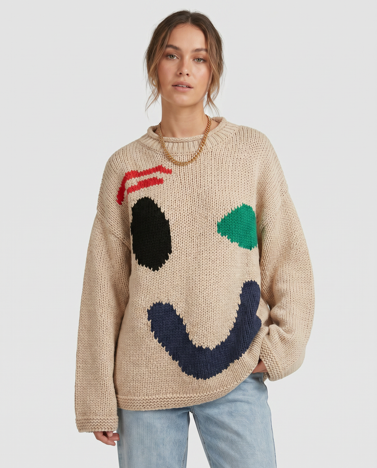 Arianna | Oversized cardigan med smiley-design