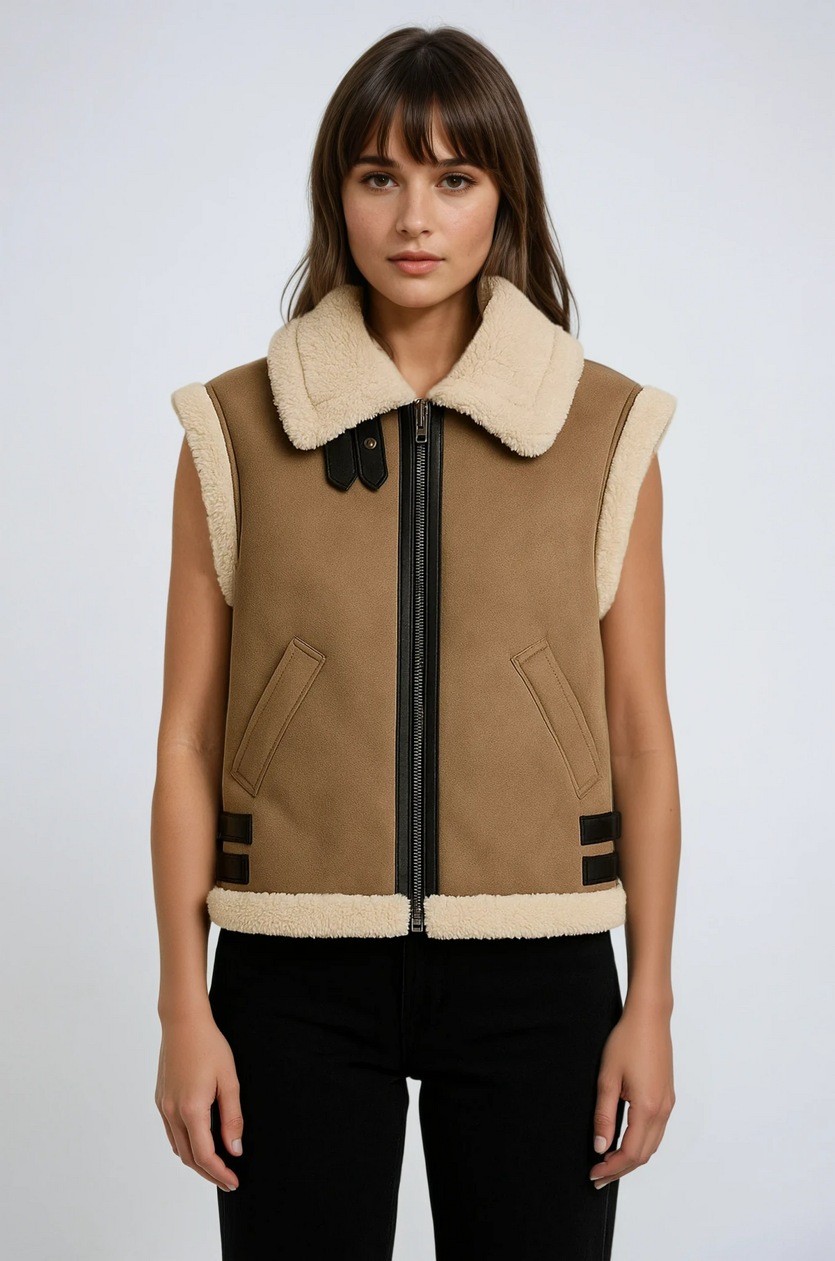 Olivia | Vest i imiteret lammeskind