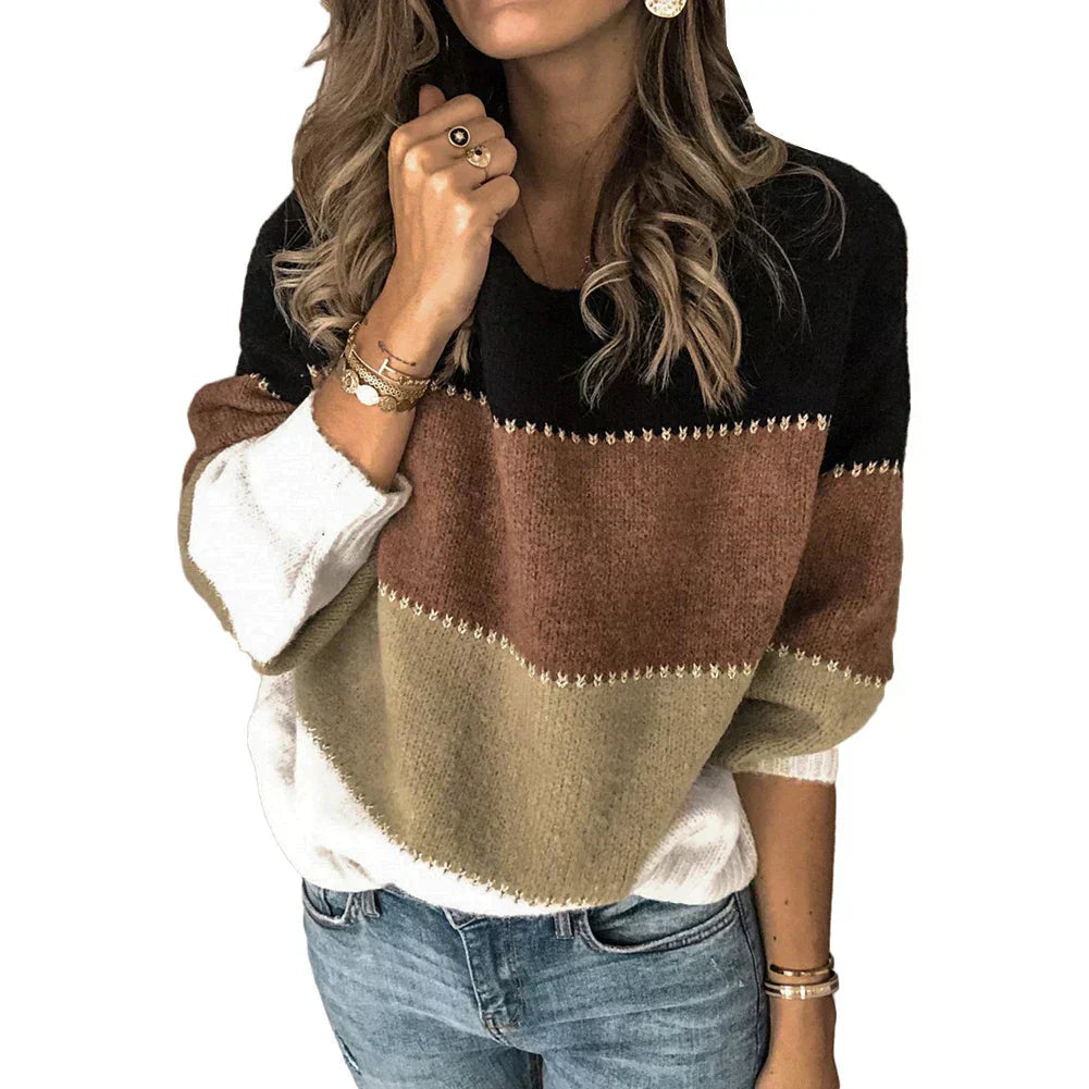 Fortunata | Strikket forårssweater med colorblock — moderne stil
