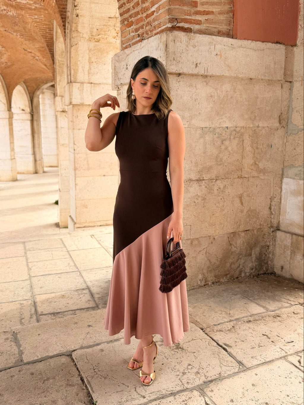 Florencia | Tofarvet asymmetrisk midikjole