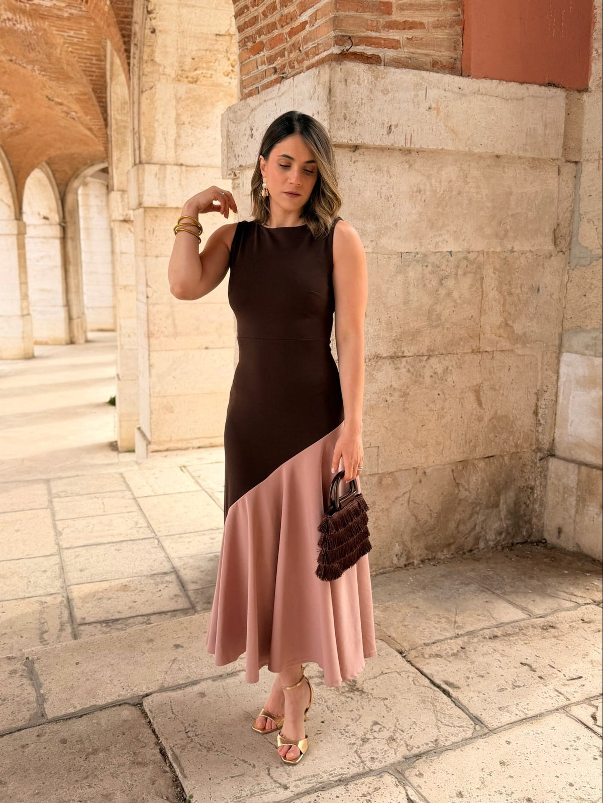 Florencia | Tofarvet asymmetrisk midikjole