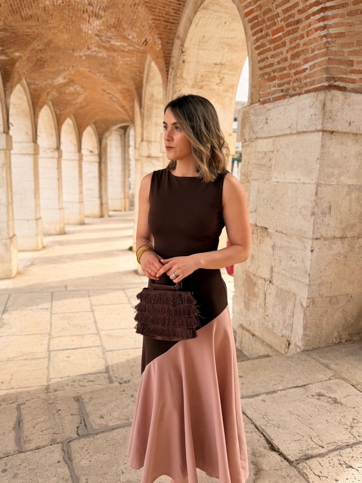 Florencia | Tofarvet asymmetrisk midikjole