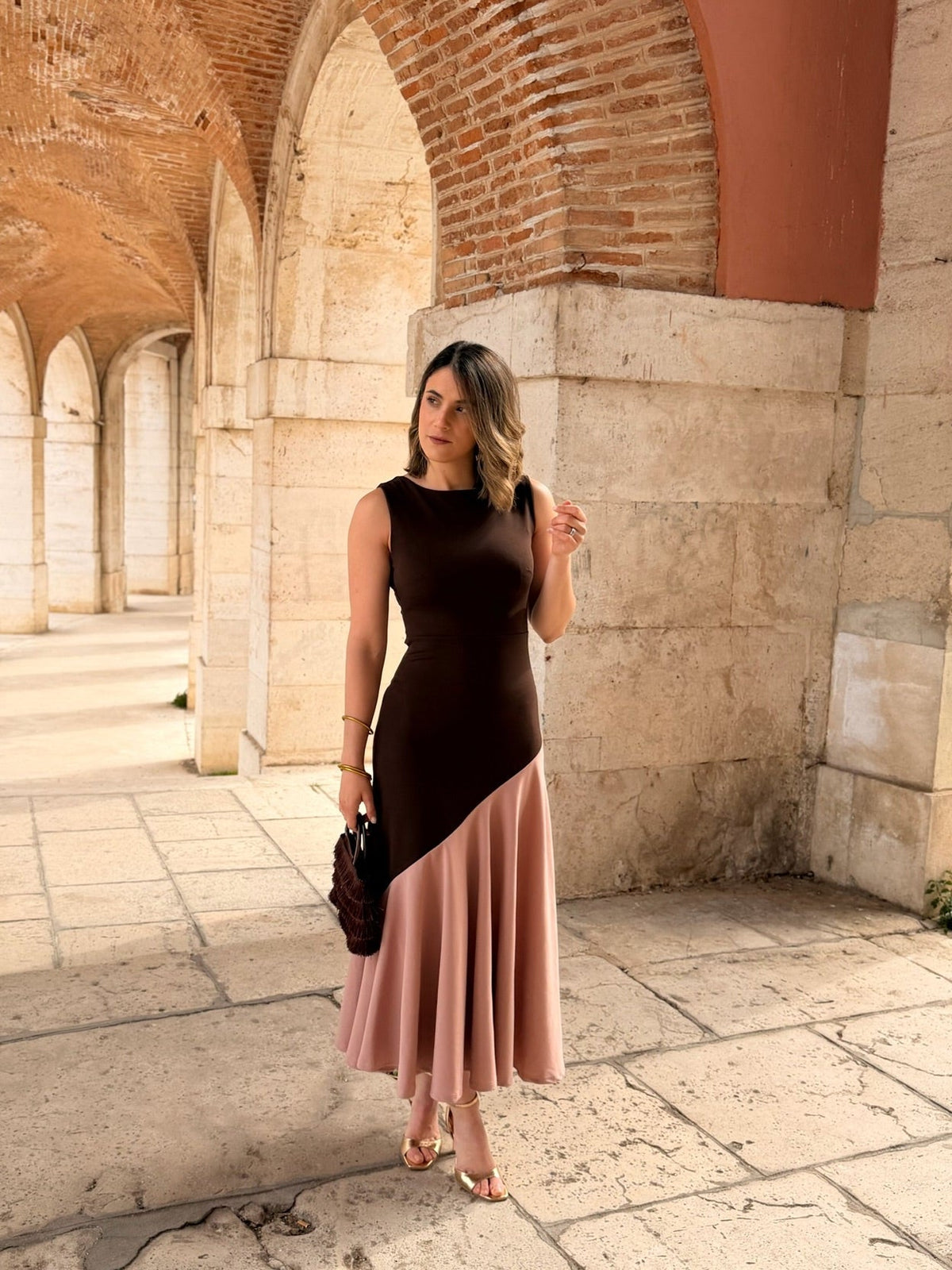 Florencia | Tofarvet asymmetrisk midikjole