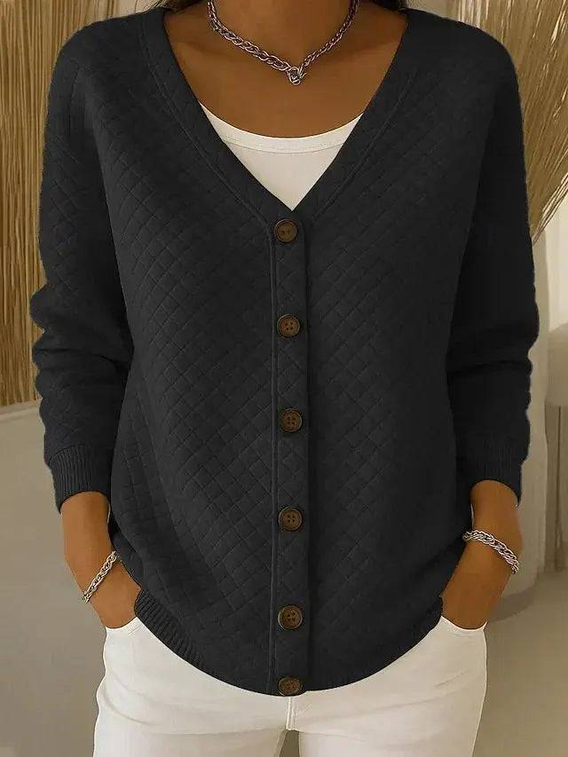 Elouise | Quiltet cardigan med V-hals