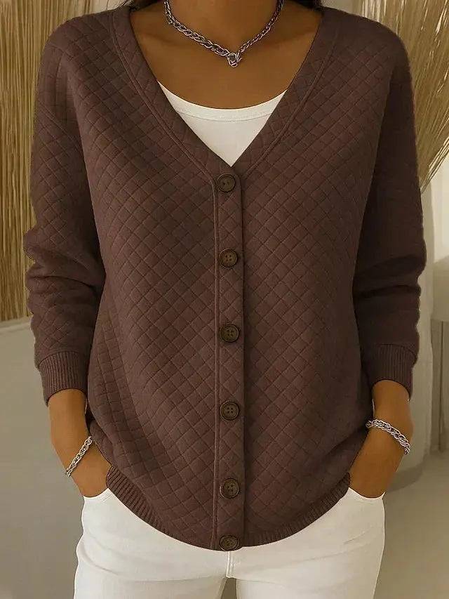 Elouise | Quiltet cardigan med V-hals