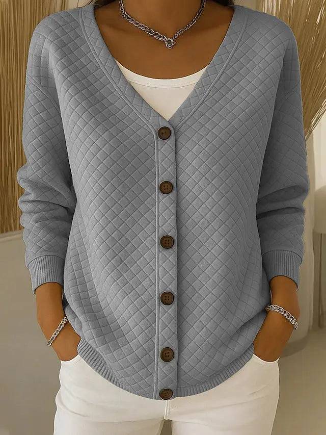 Elouise | Quiltet cardigan med V-hals
