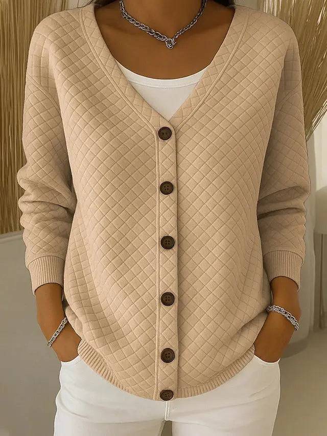 Elouise | Quiltet cardigan med V-hals