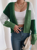 Zaira – Kort color block-cardigan med strikkede knapper