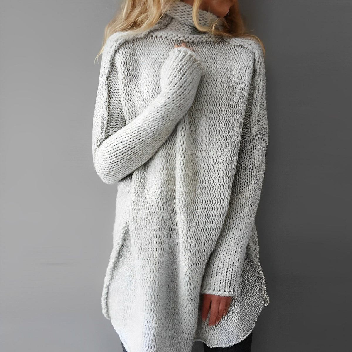 Cesarina | Lang strikket slå-om-sweater