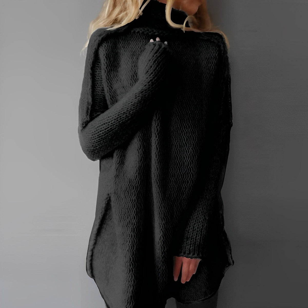 Cesarina | Lang strikket slå-om-sweater