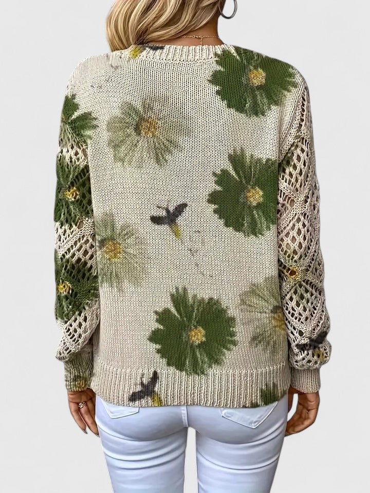 Palmira | Let striksweater med blomsterprint