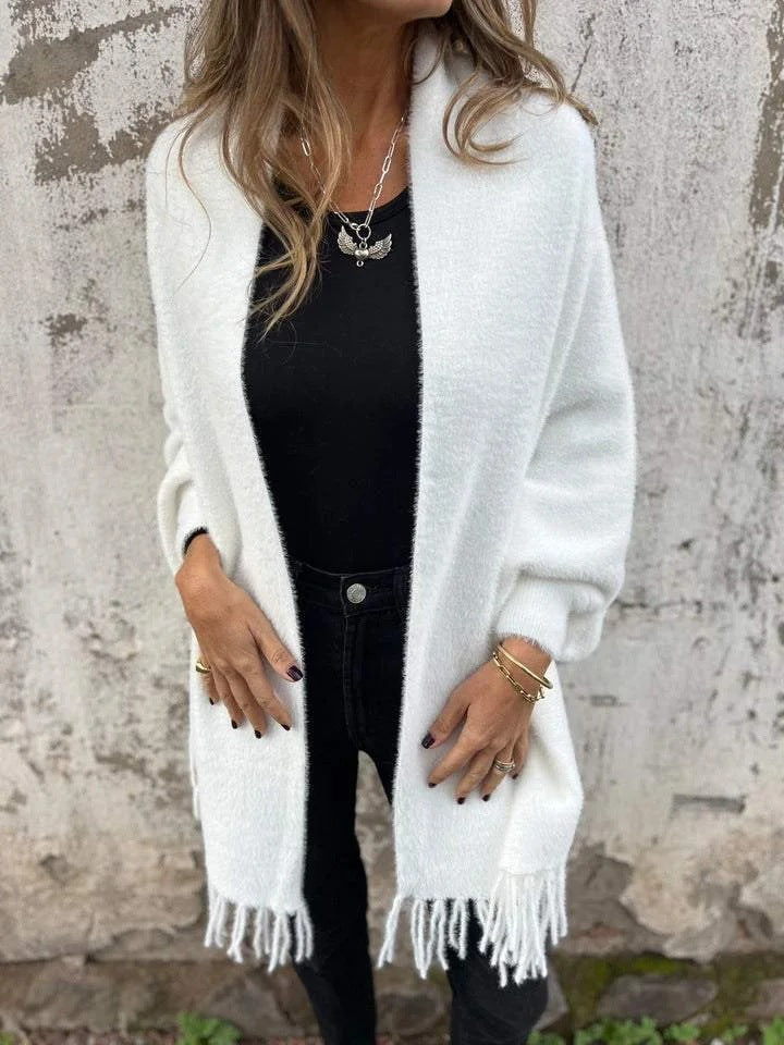 Maria – Lang og varm strikcardigan til kvinder
