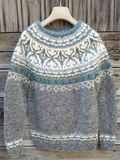 Bibiana | Sweater i uldblanding med vintermønster ved bærestykket