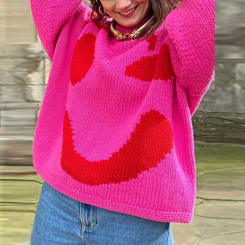 Arianna | Oversized cardigan med smiley-design