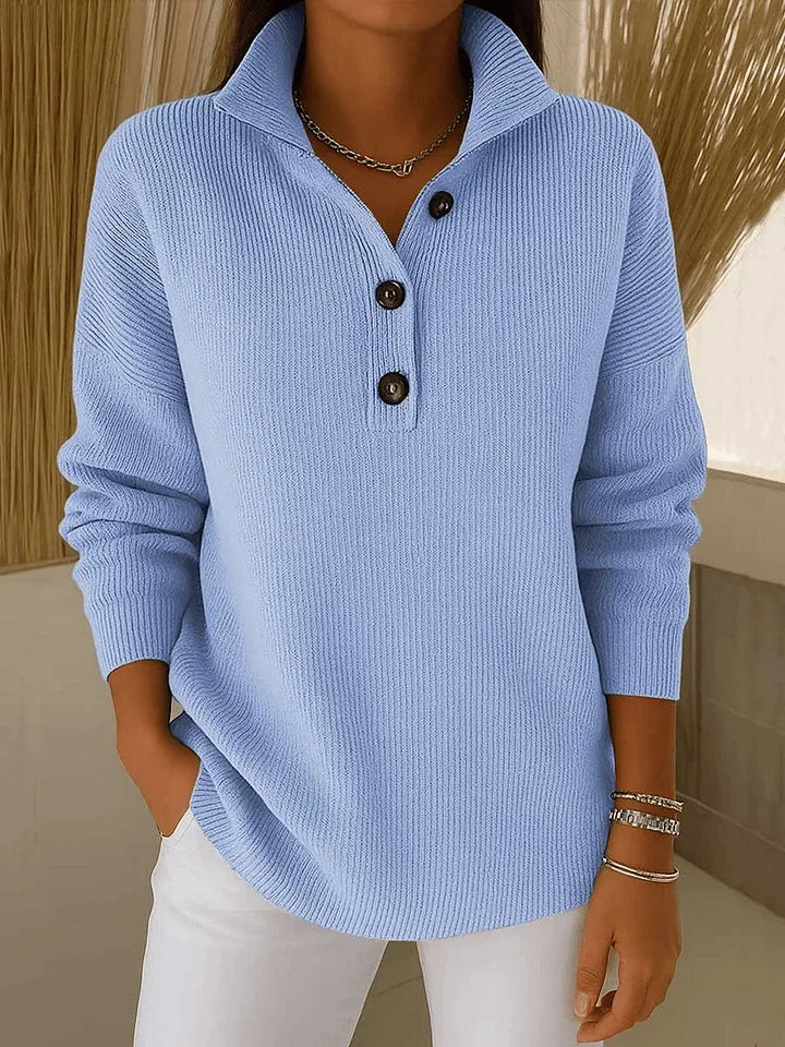 Florence | Sweater med V-hals og polokrave
