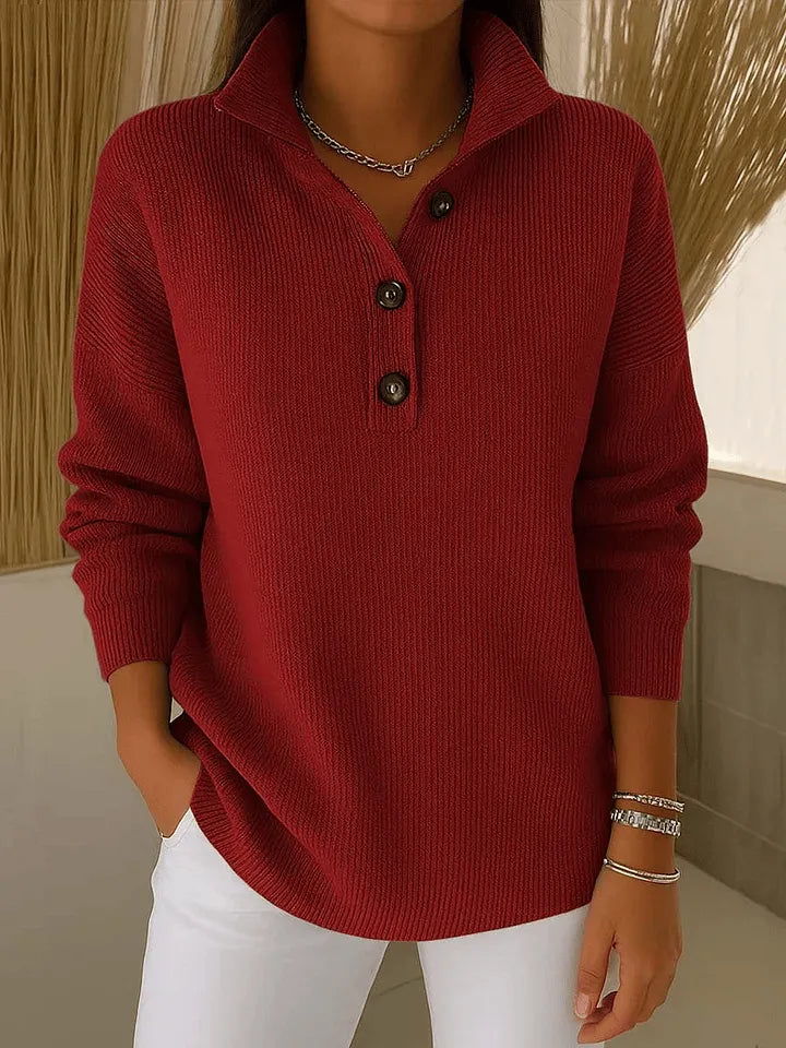 Florence | Sweater med V-hals og polokrave