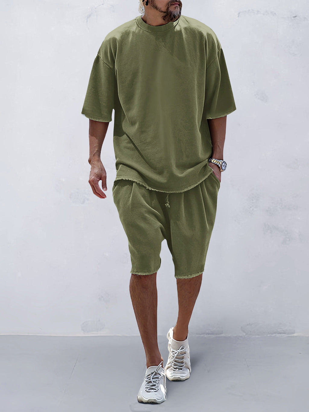 Oversize ensfarvet todelt loungewear-sæt