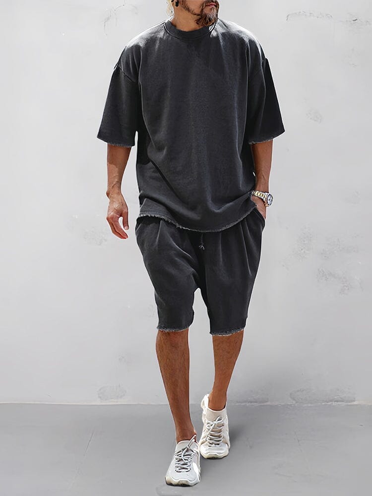Oversize ensfarvet todelt loungewear-sæt