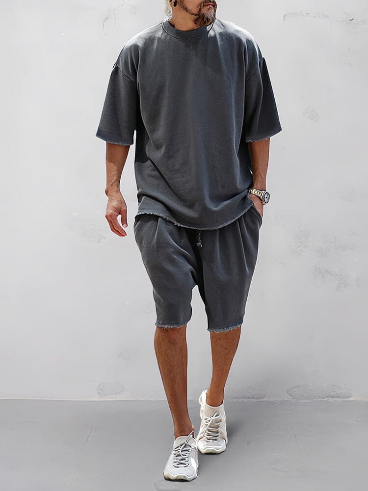Oversize ensfarvet todelt loungewear-sæt