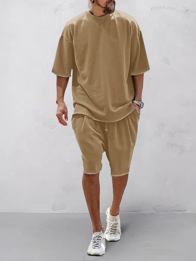 Oversize ensfarvet todelt loungewear-sæt