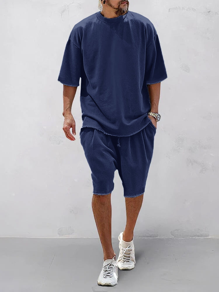 Oversize ensfarvet todelt loungewear-sæt
