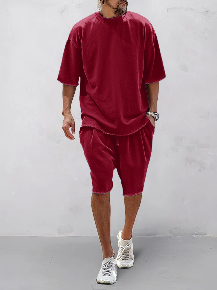Oversize ensfarvet todelt loungewear-sæt
