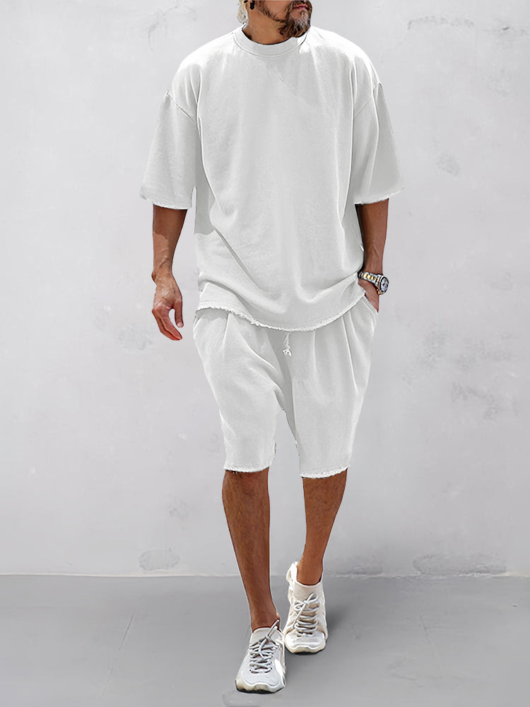 Oversize ensfarvet todelt loungewear-sæt