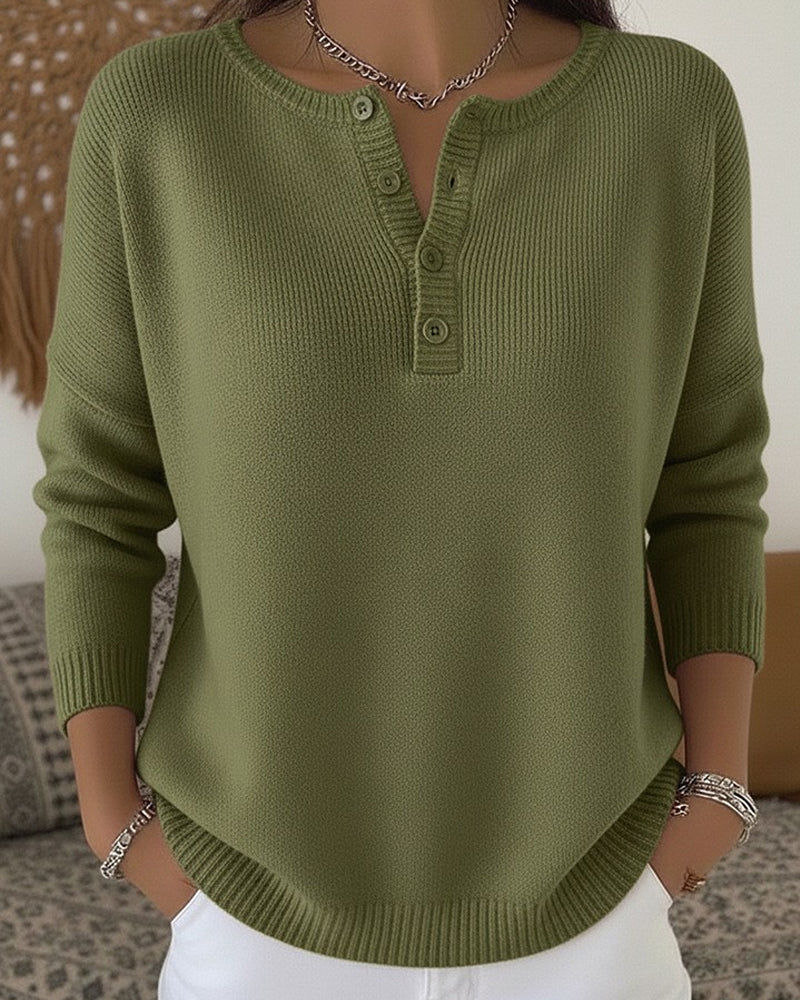 Helena | Ribstrikket henley-sweater