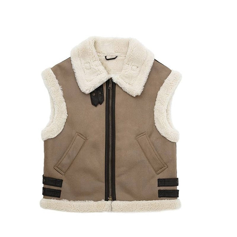 Olivia | Vest i imiteret lammeskind