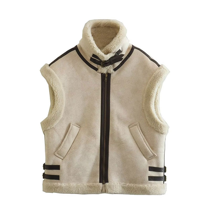 Olivia | Vest i imiteret lammeskind