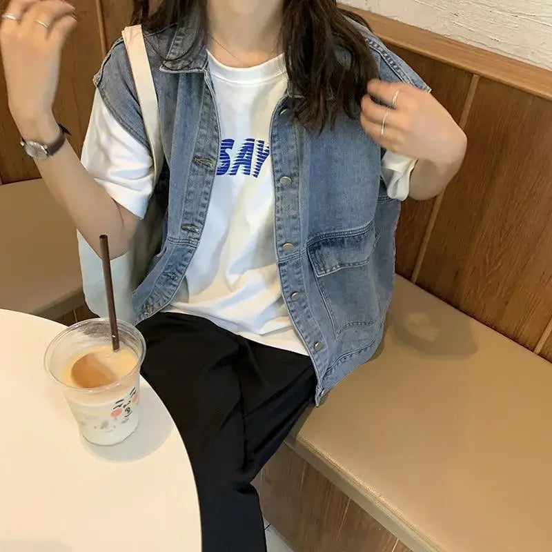 Selvaggia | Oversized denimvest med knapper