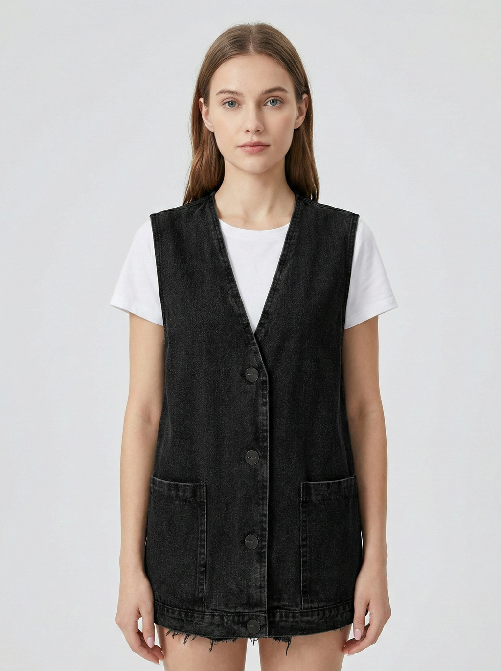 Ginestra | Minimalistisk denimvest med V-hals