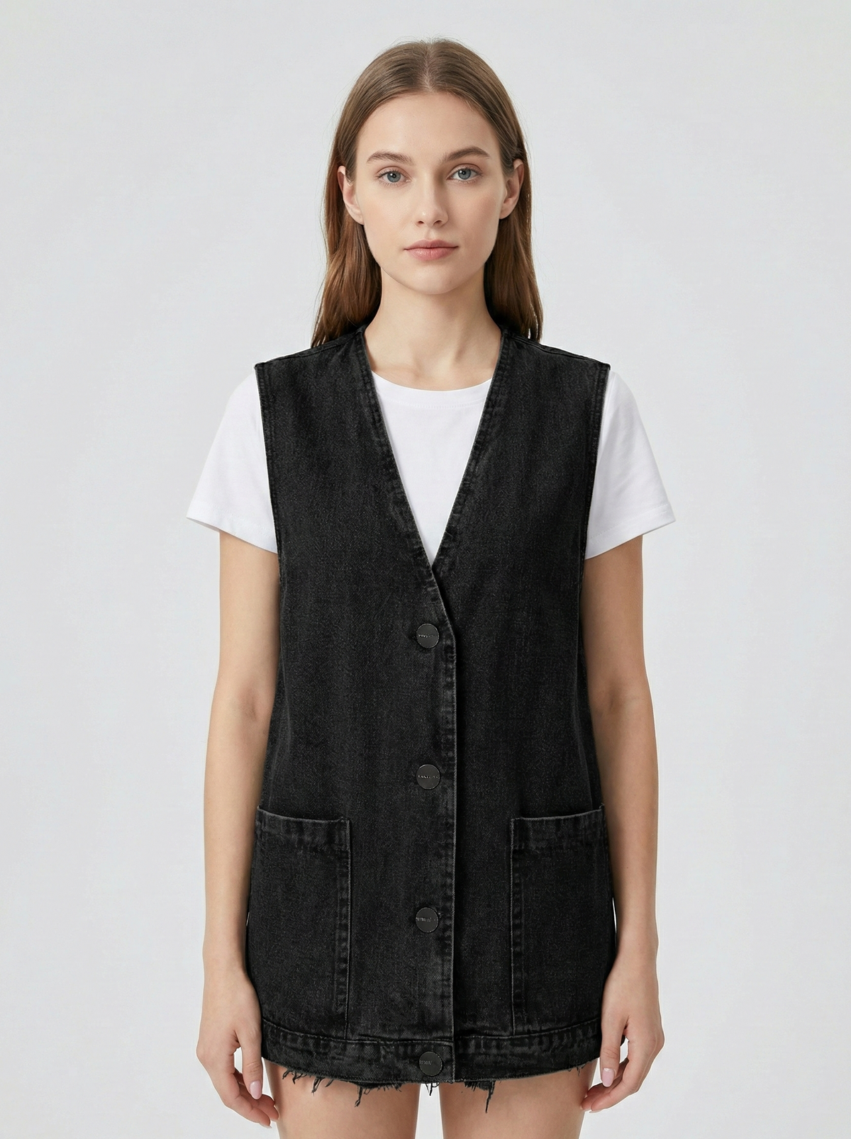 Ginestra | Minimalistisk denimvest med V-hals