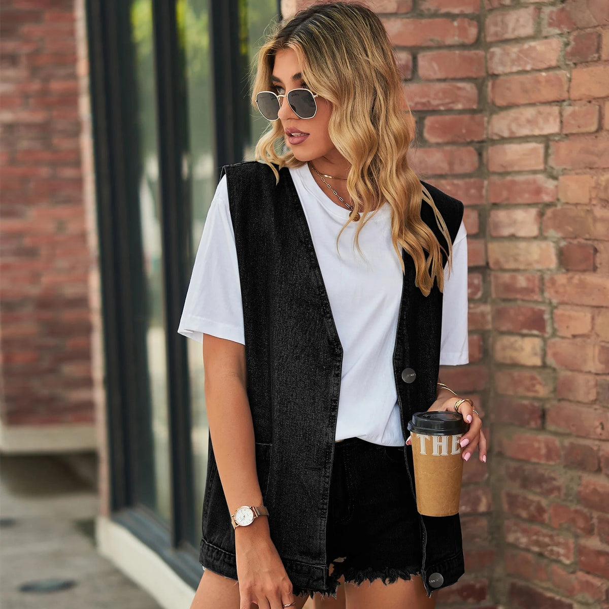 Ginestra | Minimalistisk denimvest med V-hals