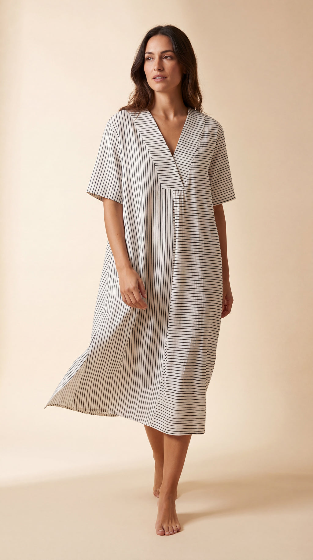 Brisa Noir | Oversize stribet midikjole