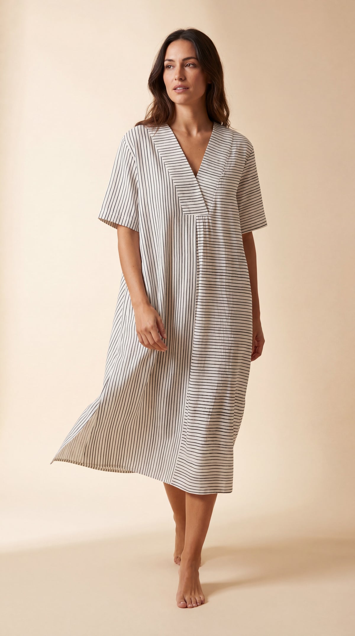 Brisa Noir | Oversize stribet midikjole