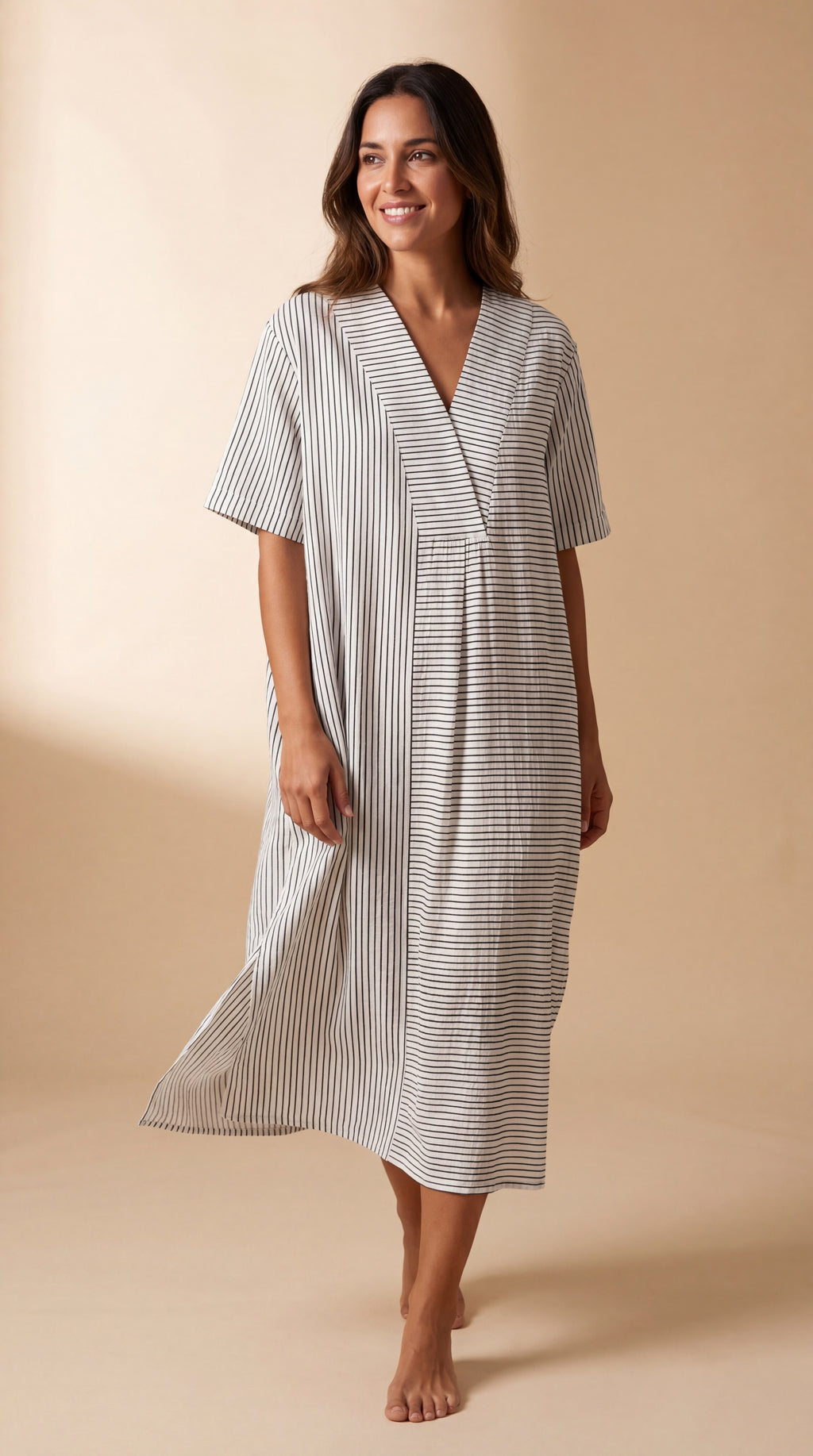Brisa Noir | Oversize stribet midikjole
