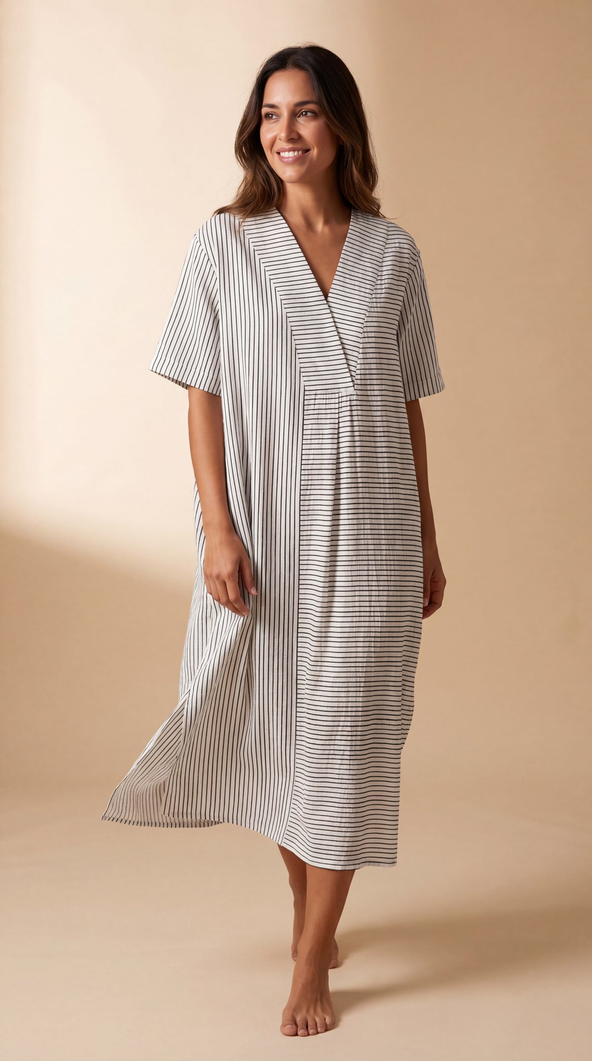 Brisa Noir | Oversize stribet midikjole