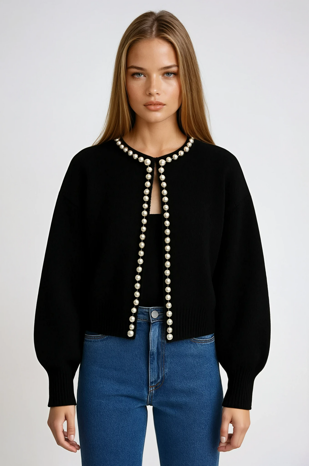 Enrica – Cardigan med perlekant