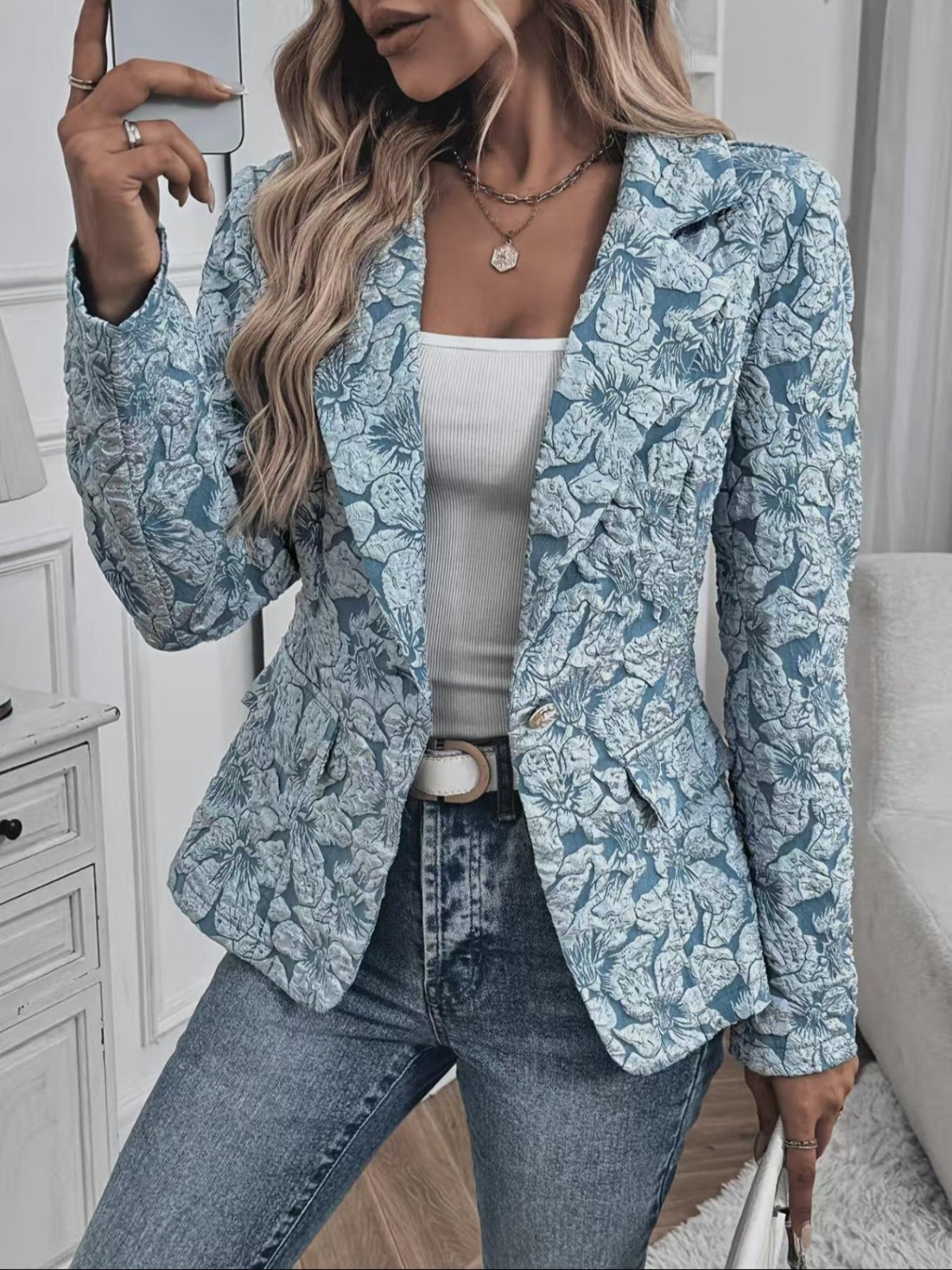 Taljeret blazer i paisley-jacquard