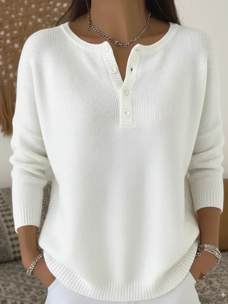 Helena | Ribstrikket henley-sweater