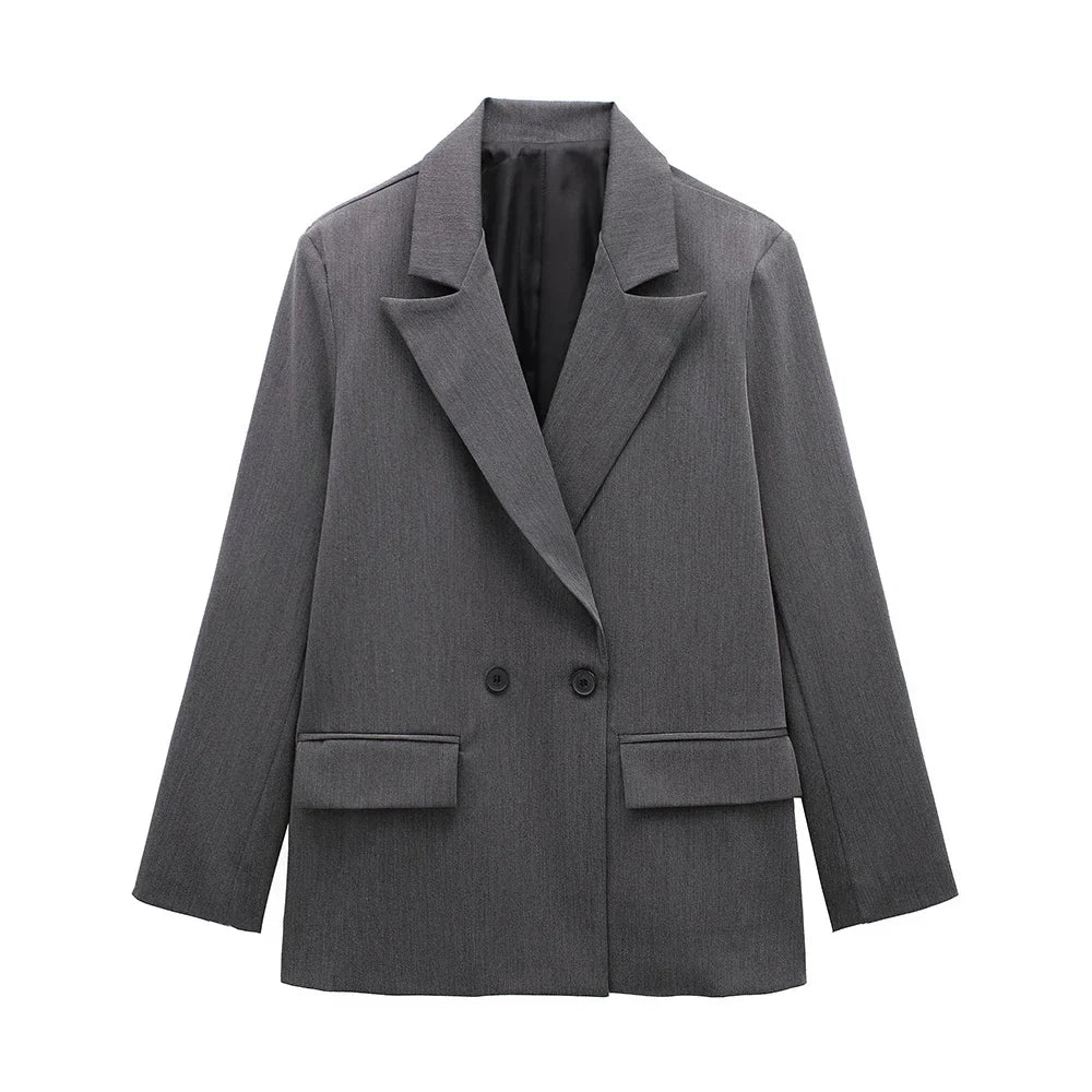 Nina – Sort klassisk tailleret dobbeltradet blazer