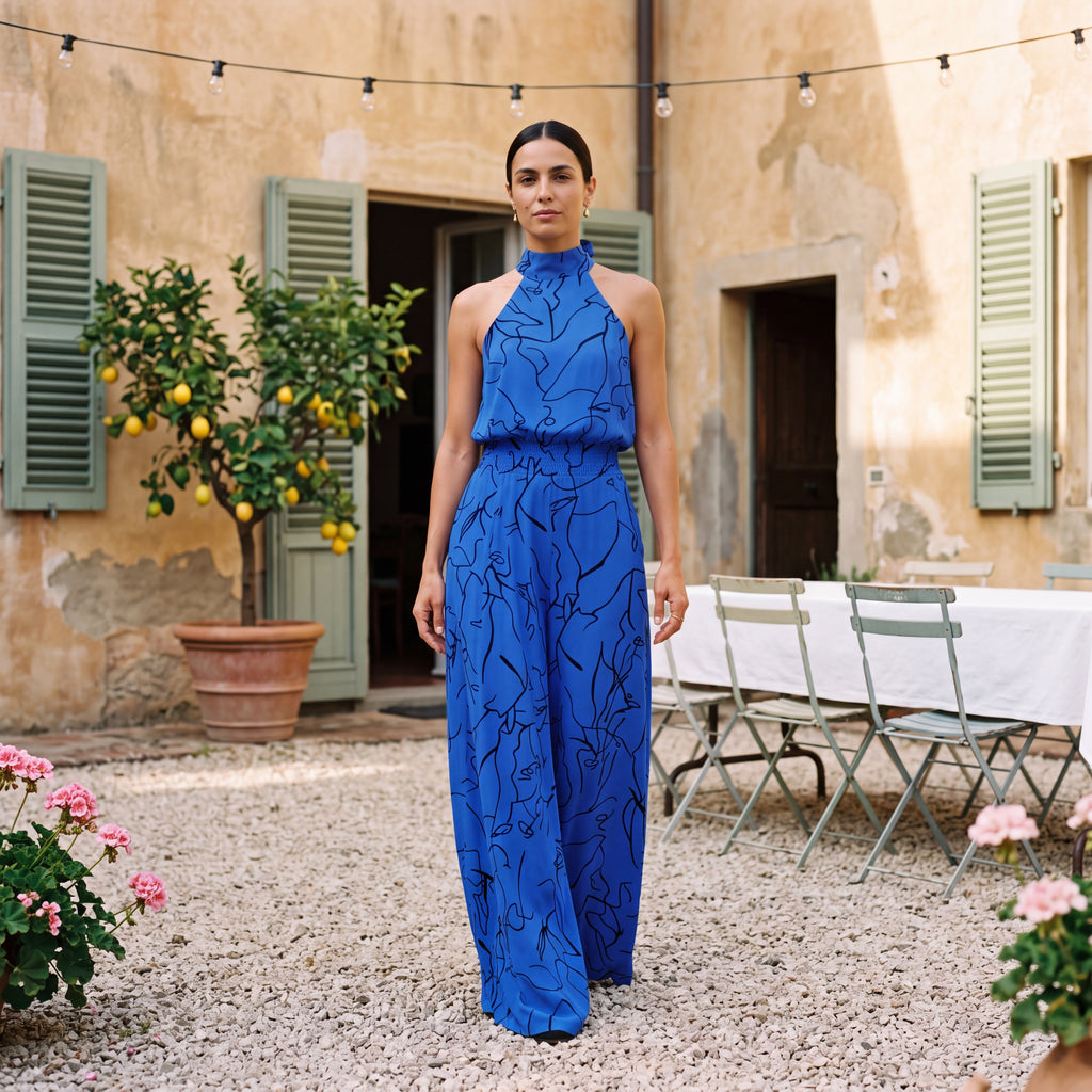 Ginevra – Jumpsuit med halterneck og palazzobukser