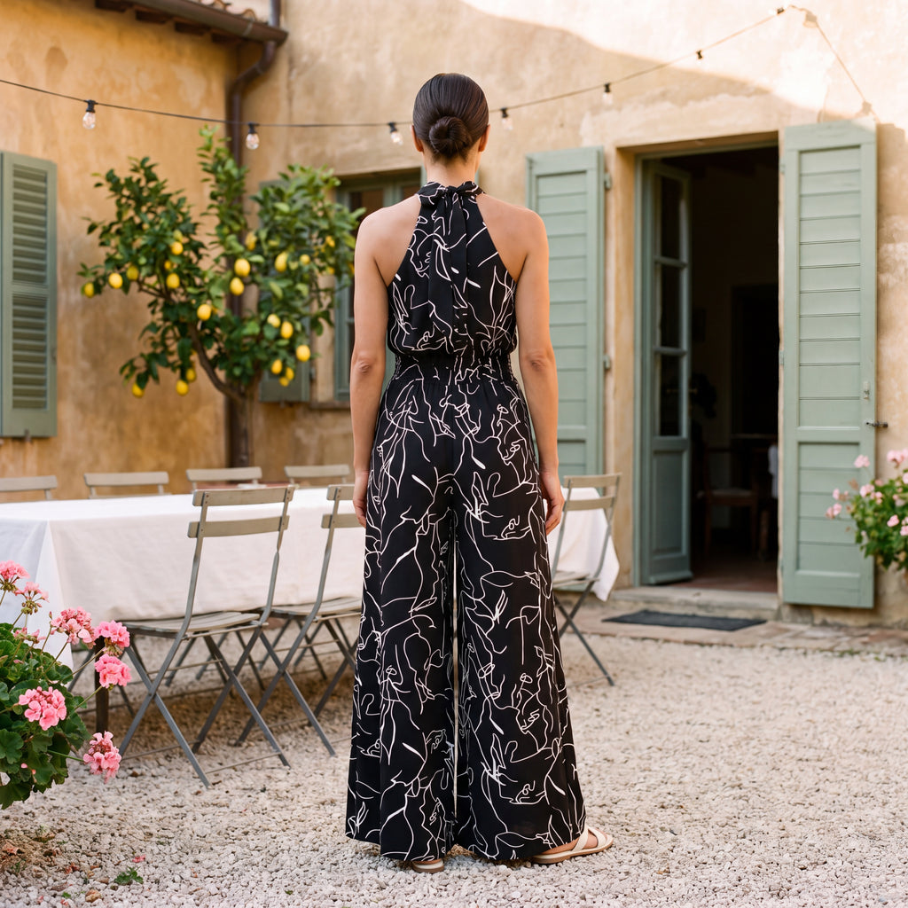 Ginevra – Jumpsuit med halterneck og palazzobukser