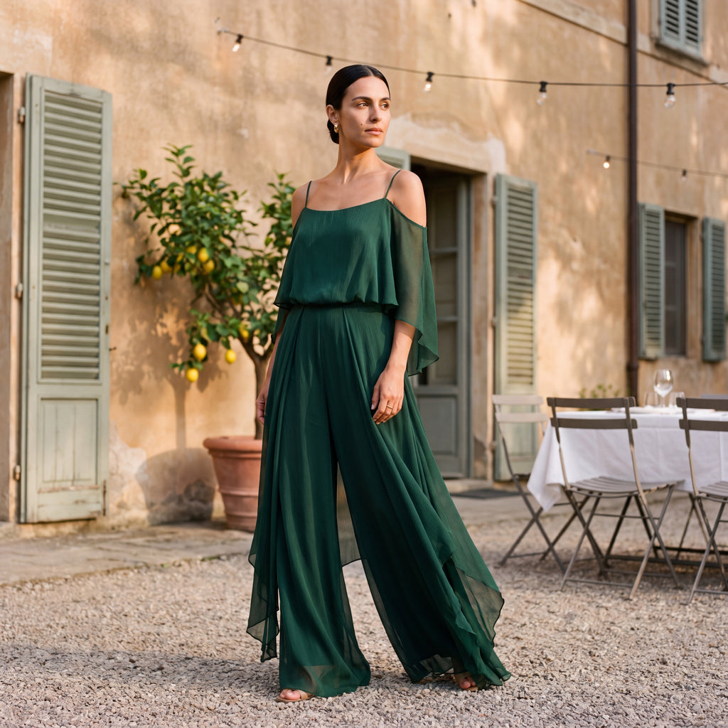 Sofia – Lang chiffonkjole med bare skuldre