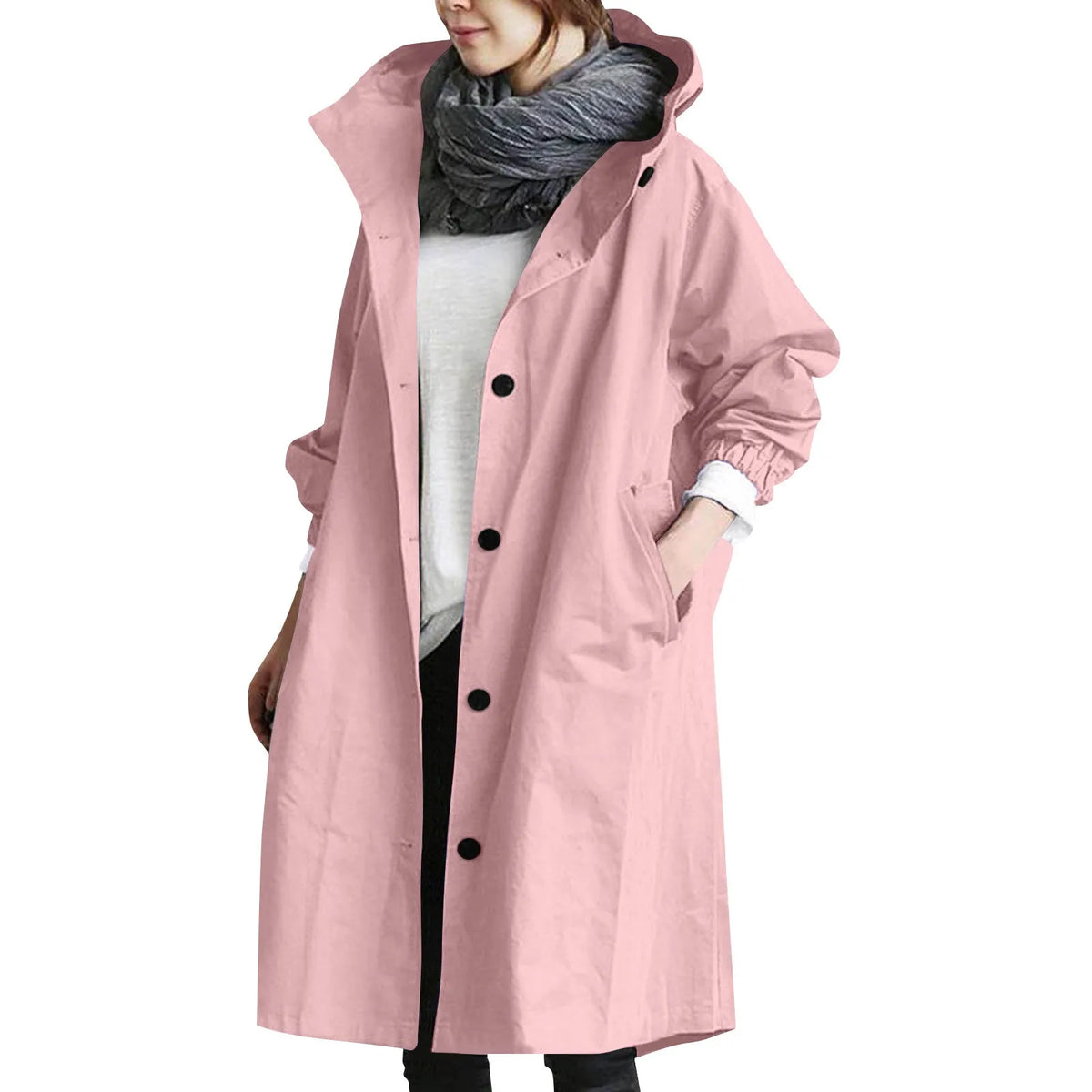 Serafina – Lang oversized trenchcoat med hætte
