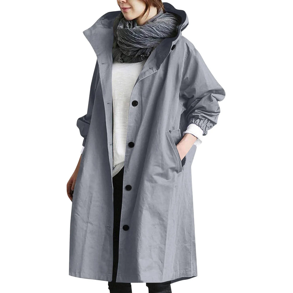 Serafina – Lang oversized trenchcoat med hætte
