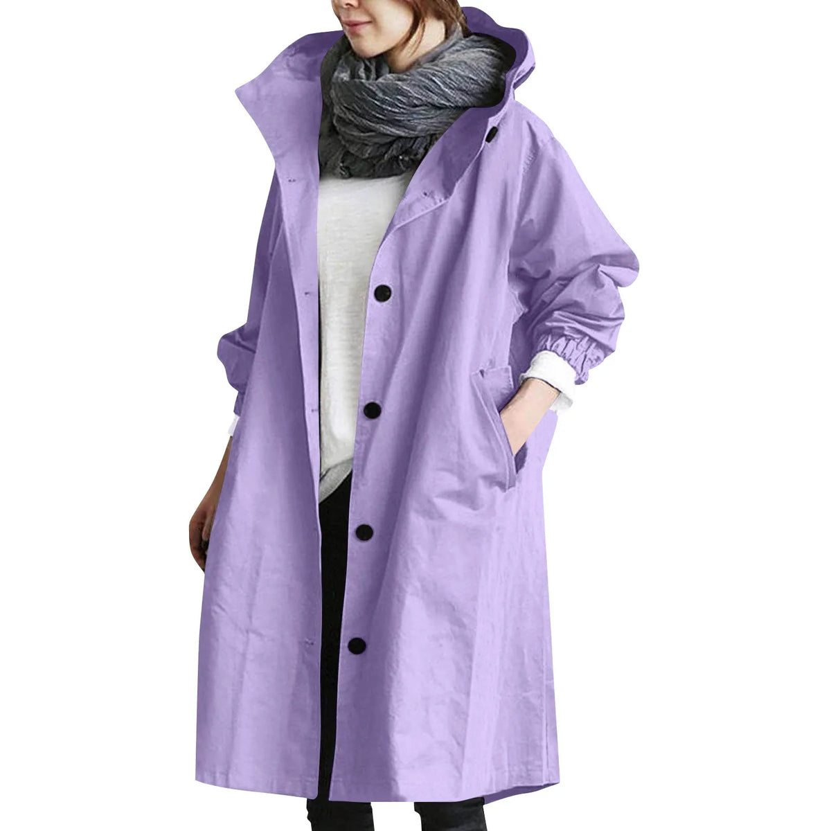 Serafina – Lang oversized trenchcoat med hætte